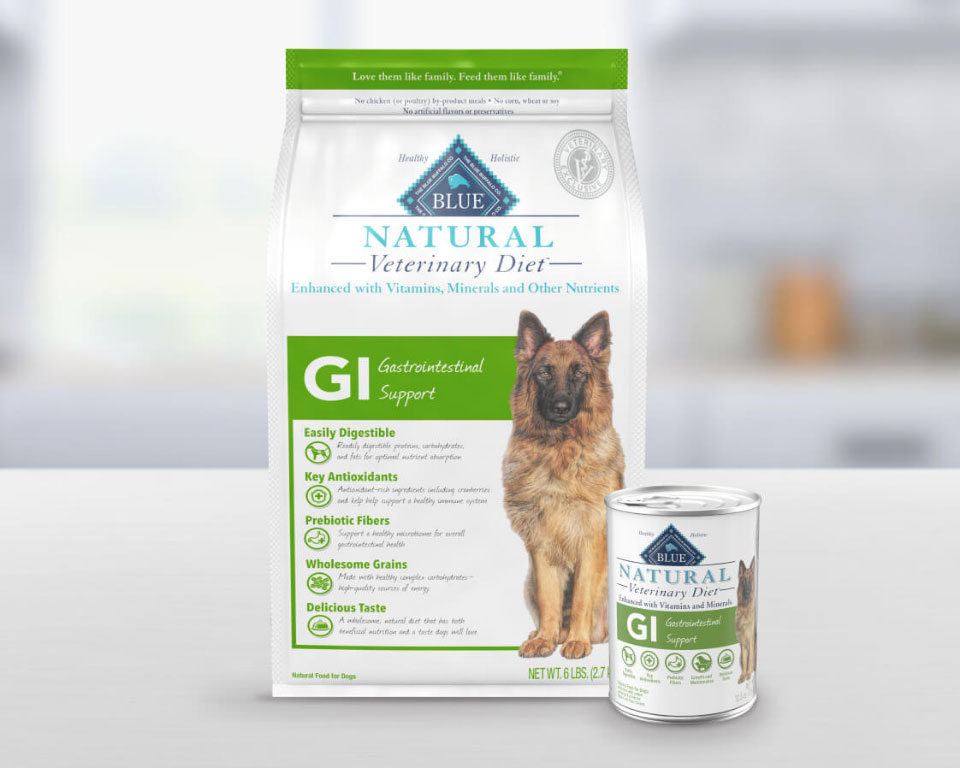 BLUE Natural Veterinary Diet™ Gastrointestinal Support Wet and Dry Dog Food