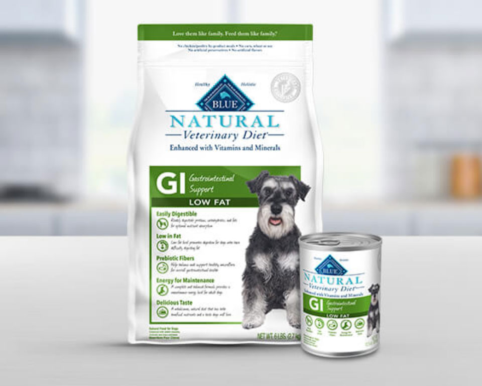 BLUE Natural Veterinary Diet™ Gastrointestinal Support Low Fat Wet and Dry Dog Food