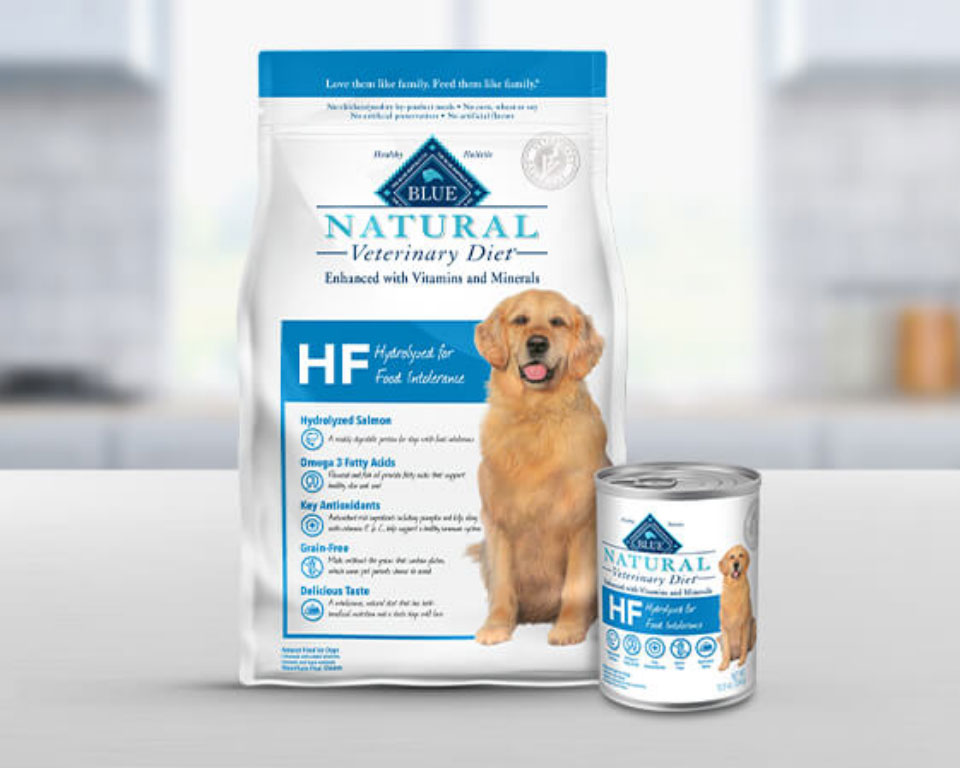 BLUE Natural Veterinary Diet™ Hydrolyzed for Food Intolerance Wet and Dry Dog Food